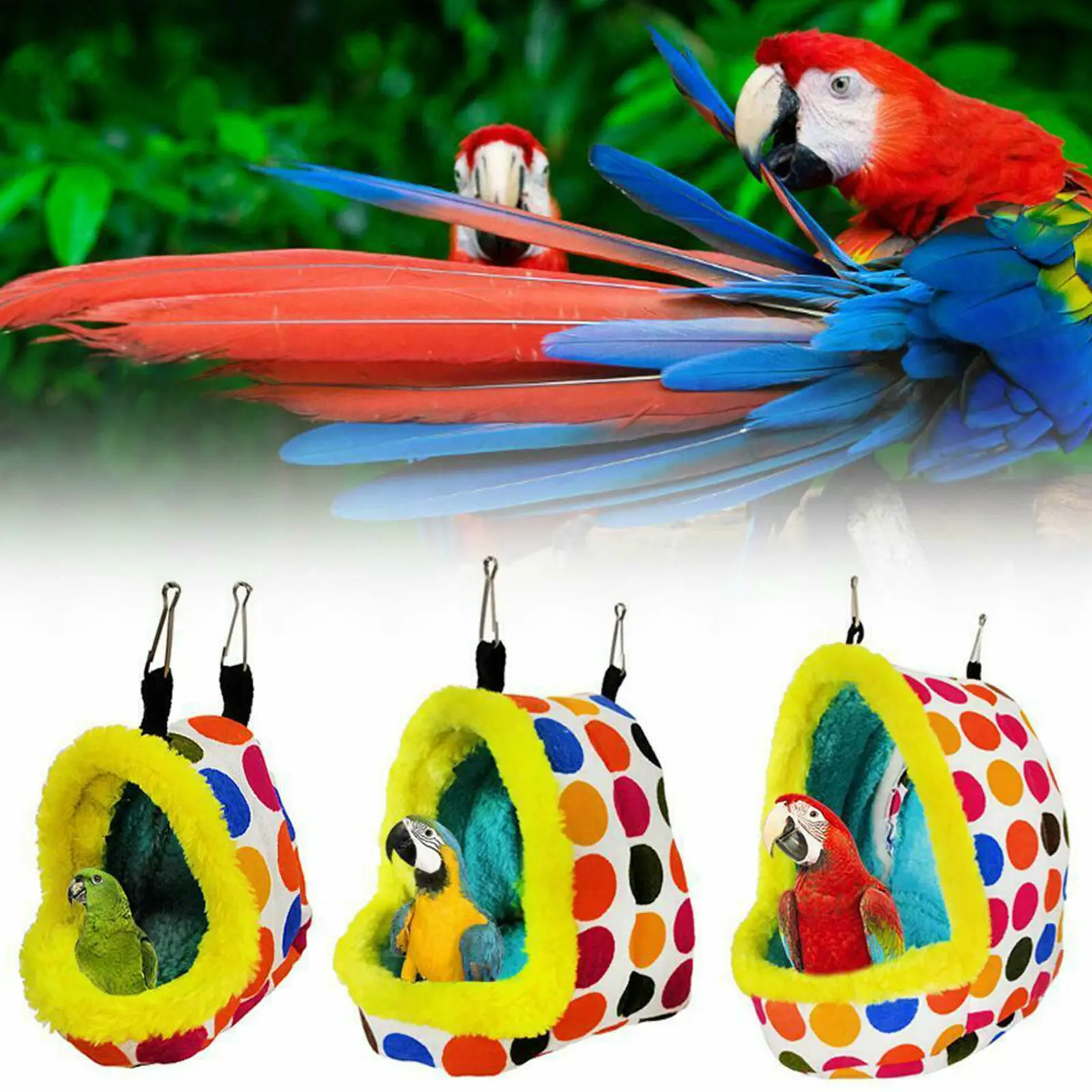 

Winter Warm Bird Parrot Pet Nest House Hanging Bed Cave for Parakeet Hamster Hammock Sleeping Bag Toy S/M/L Bird Supplies