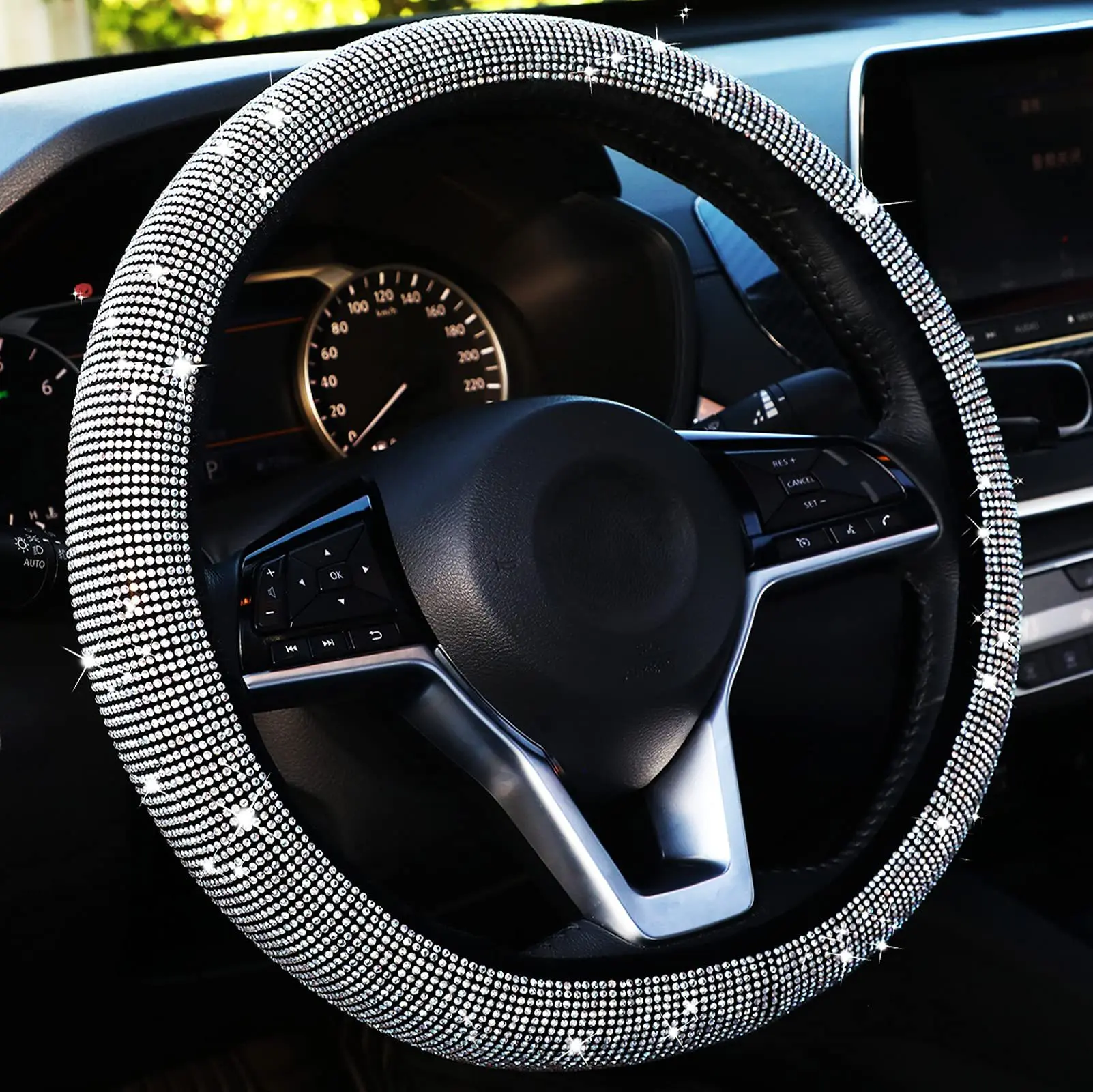 

Flash Four Seasons General Motors Full Drill Steering Wheel Cover South Korea Lovely Personality Anti-skid Summer Diamond Inlaid