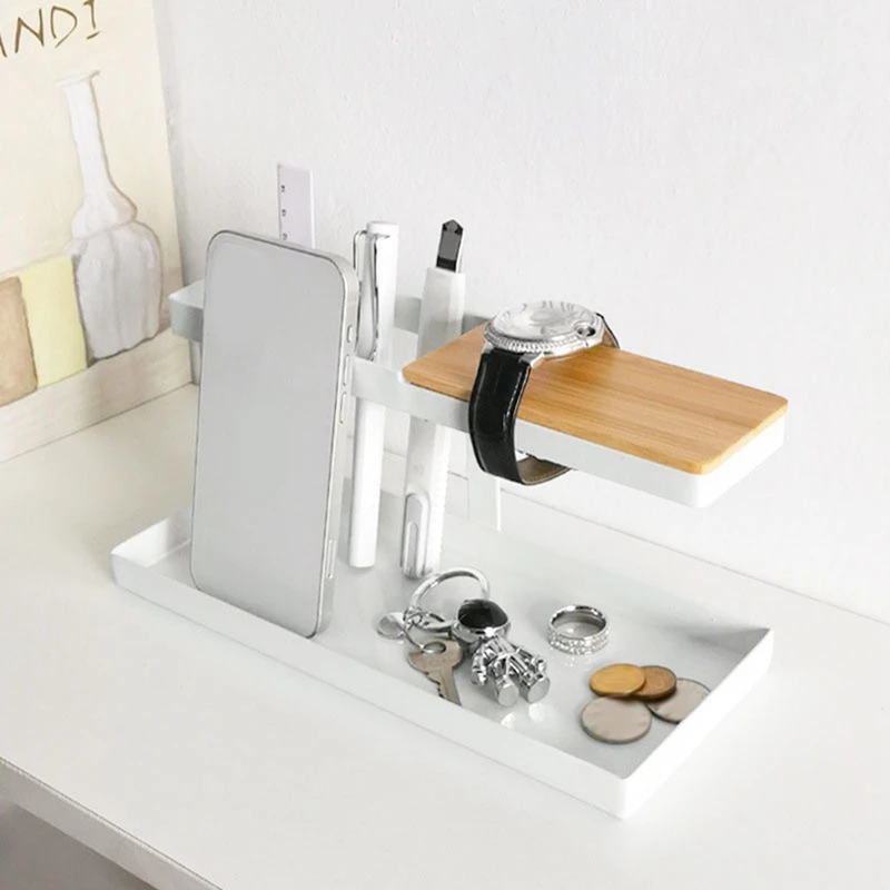 

Storage Rack Iron Wooden Shelf Watches Metal Desk Organizer Stand For Home Living Room Decor Jewelry Stand Desk Holder