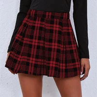 preppy style pleated skirts summer women sweet high waist patchwork plaid skirt 2021 girl cute all match basic clothing vintage