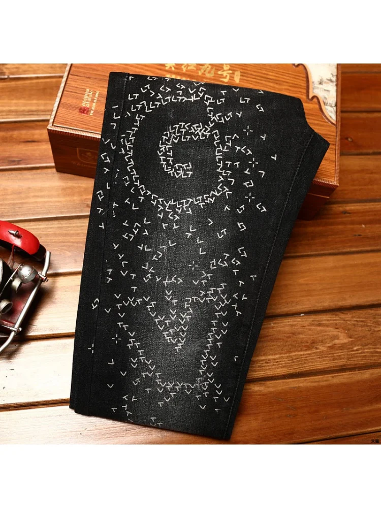 Женские роскошные модные черные джинсы для мужчин на осень и зиму эластичные