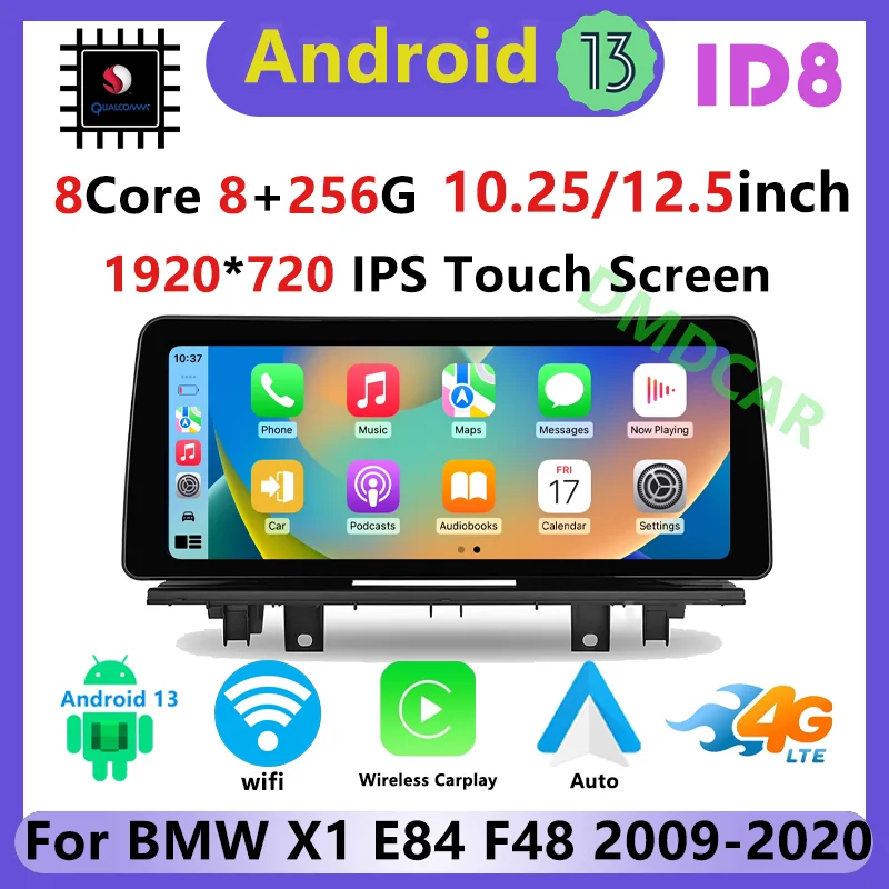 

Snapdragon Android 13 Multimedia 8+256G 10.25/12.5 Inch ID8 For BMW X1 E84 F48 2009-2017 Bluetooth GPS Navigation Screen Carplay