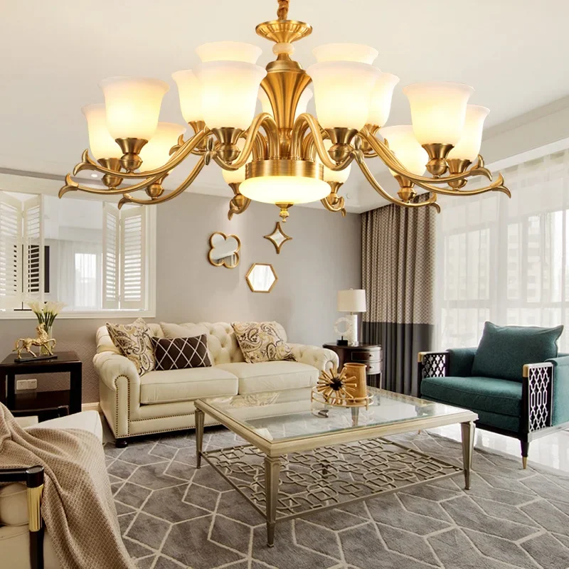 Люстра медная для гостиной лампа в европейском стиле столовой спальни