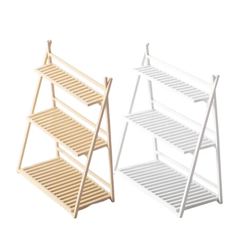 

Hot 1pc 1:12 Dollhouse Mini Flower Stand Rack Three-tiered Bookshelf Model Decor Toy