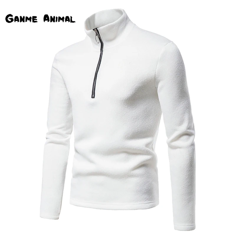 Warm Zipper Sweater Winter Jacket Solid Color High Collar Sweatshirts Pullover Men's Jumpers Oversize Turtleneck Knitted S-3XL