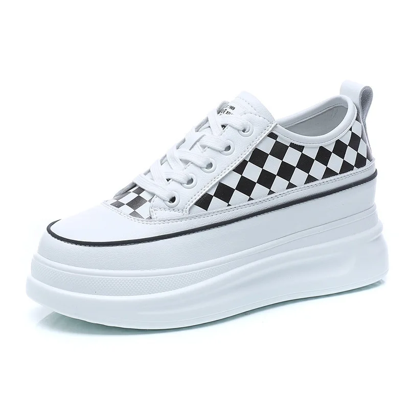 

7cm Genuine Leather Women Shoes Platform Wedges Sneakers Chunky Shoes Breathable Comfortable Spring Autumn Summer Shoes
