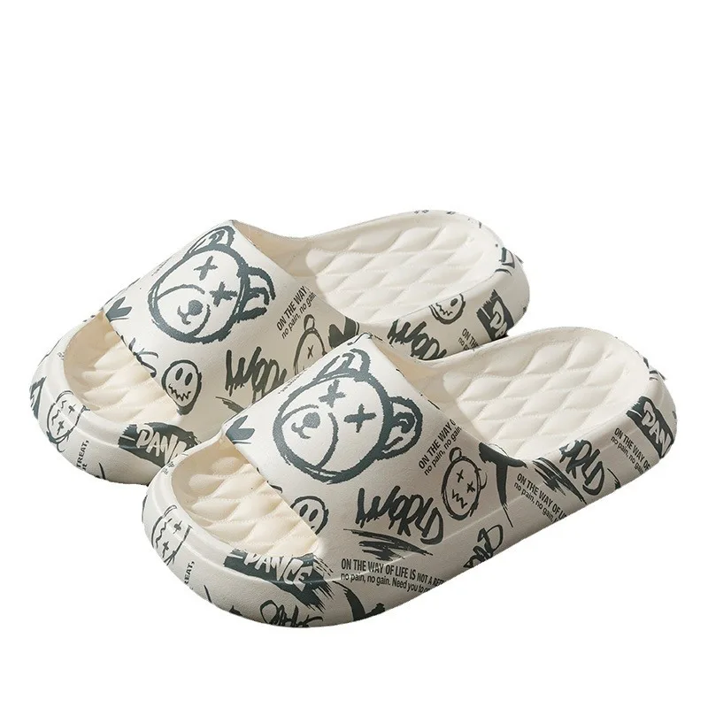 Шлепанцы мужские с мультяшным медведем мягкие Нескользящие сланцы для дома