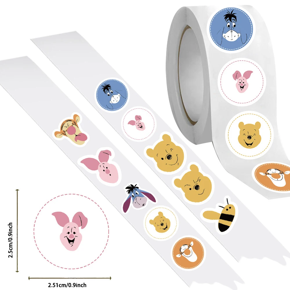 500 шт./рулон Дисней Милый Пух Винни Наклейки Забавный мультфильм DIY ПВХ для