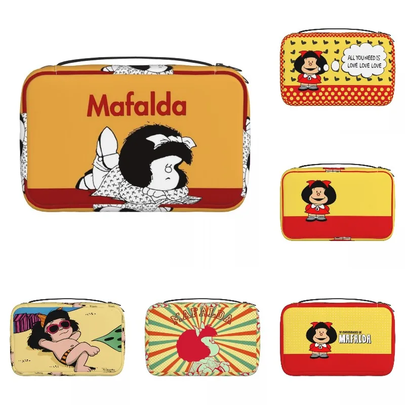 

Косметичка для чтения Mafalda на заказ, дорожная Женская мультяшная косметичка, органайзер для туалетных принадлежностей, дамский набор для хр...