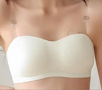 strapless underwear ladies small breast thin gathered invisible bon slip tube top one word circumference no steel ring bra