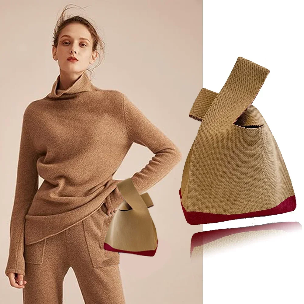 Сумка на запястье Вязаная сумка ручной работы Сумки с узлом для покупок