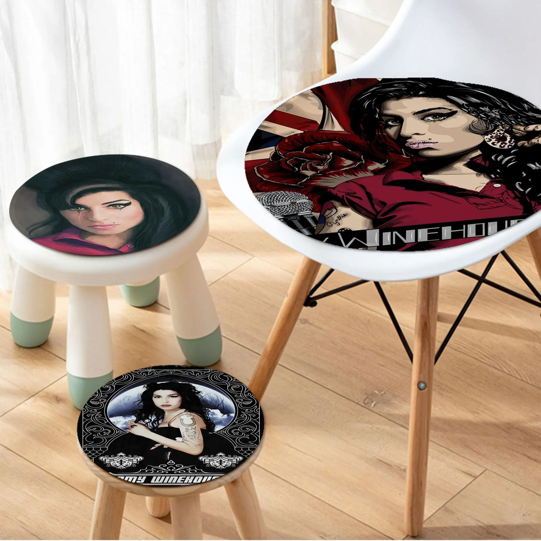 

Amy Winehouse European Stool Pad Patio Home Kitchen Office Chair Seat Cushion Pads Sofa Seat 40x40cm Cushions Home Decor