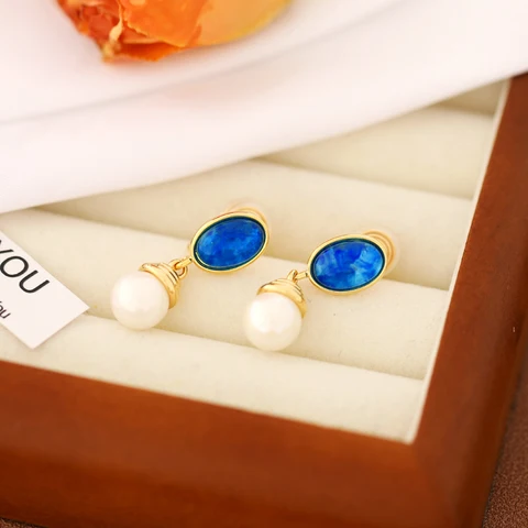 Guangtuo синие кристалльные серьги-капельки