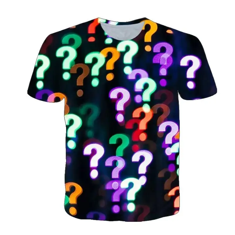 

Summer Tide Lnteresting Question Mark Picture Men T-Shirts Casual 3D Print Tees Hip Hop Personality Round Neck Short Sleeve