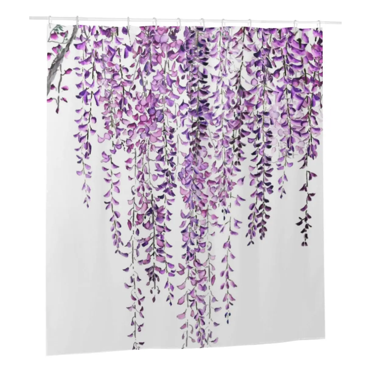 

Lavender Wisteria Shower Curtain Bathroom Bath Curtain Purple Flower Lovers Polyester Waterproof Frabic Cloth Screen