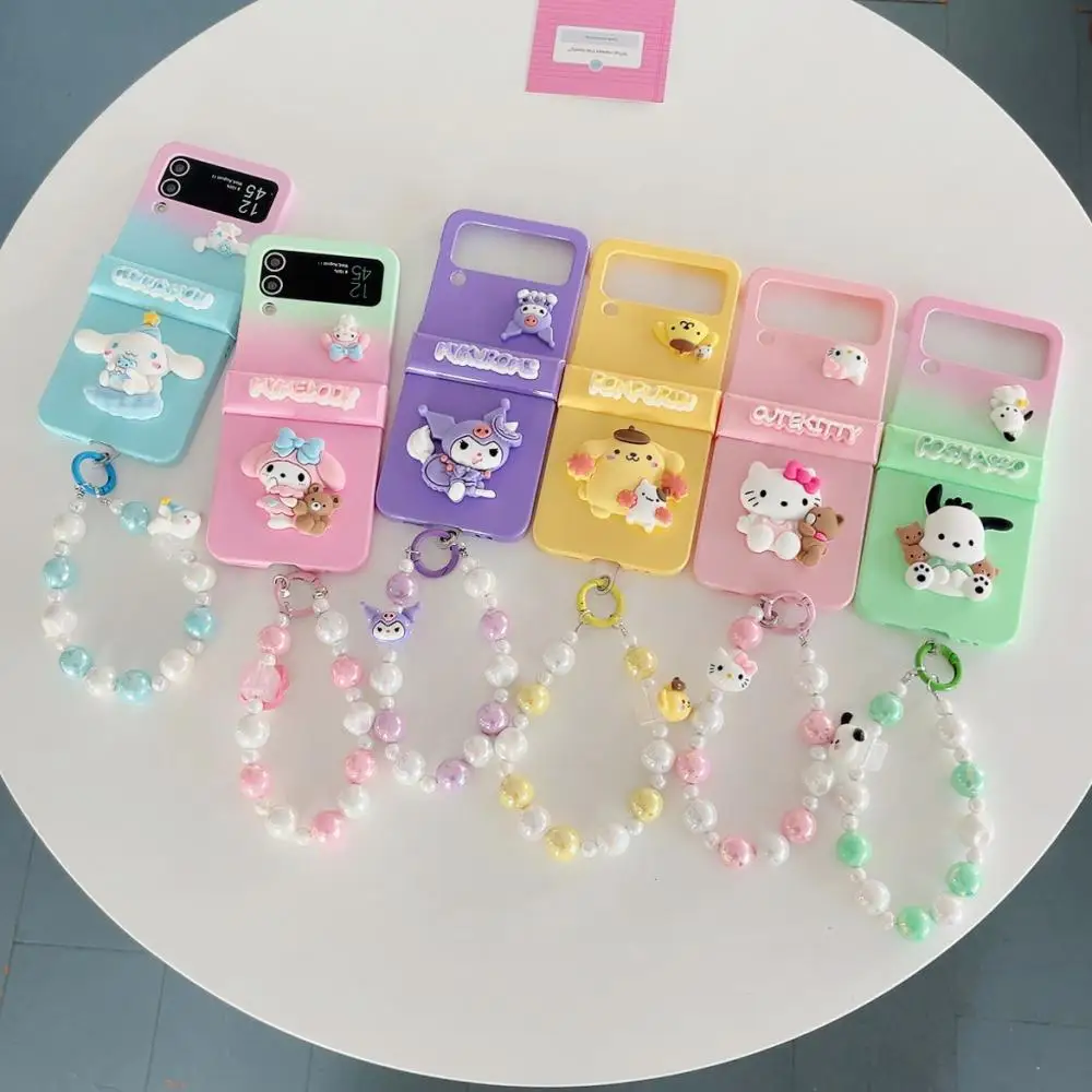 Милый чехол для телефона Sanrio Hello Kitty Kuromi Samsung Galaxy ZFlip5 Zflip4 Zflip3 Cinnamoroll складной