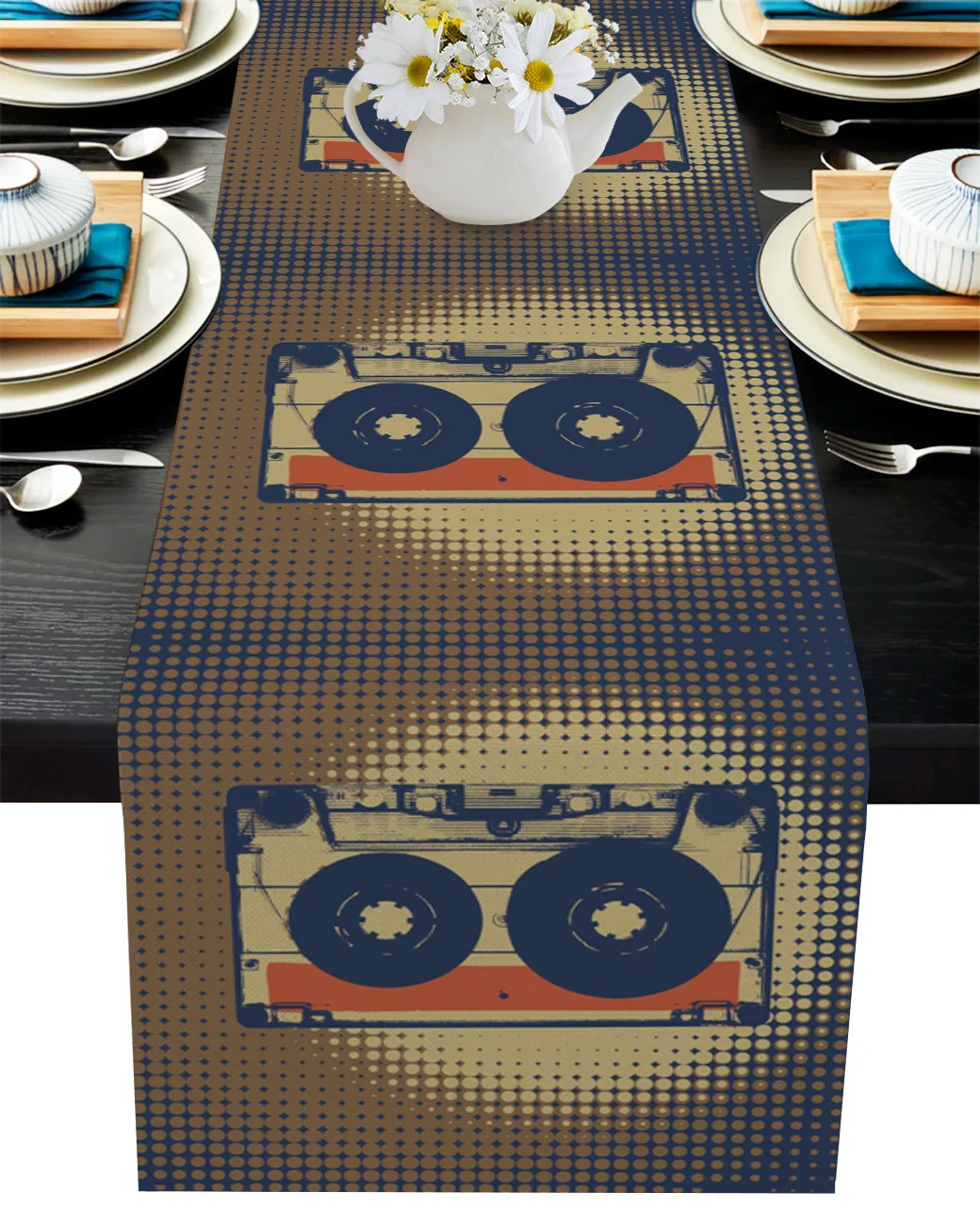 

Tape Retro Pop Art Music Table Runner Decoration Home Decor Dinner Table Decoration Table Decor
