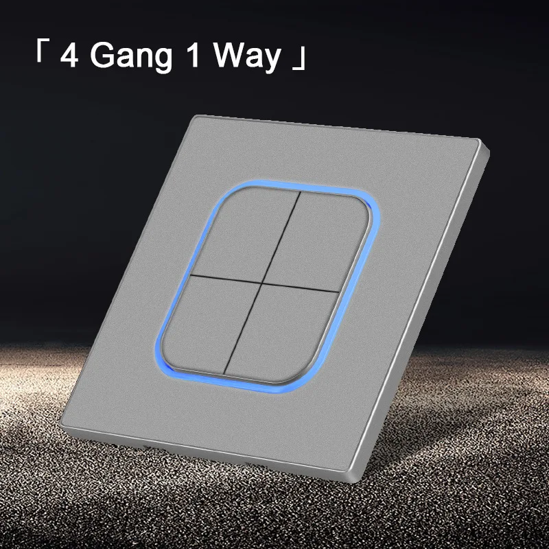 

EU/UK Standard 4Gang Organic Glass Panel Light Swtich 220V LED Wall Push Button Switch