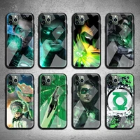 green lantern phone case tempered glass for iphone 13 12 11 pro mini xr xs max 8 x 7 6s 6 plus se 2020 cover