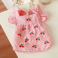 cute dog cat clothing pet shirt plaid summer two legs lotus leaf sleeve fashion new dogs clothes yorkshire puppy kitten clothes