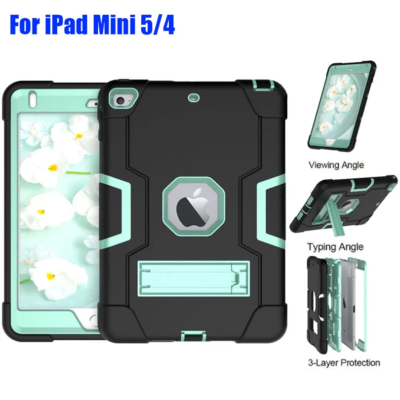 

Heavy Duty Silicone TPU + PC Hard Flexible Stand Armor Case For IPad Mini 5 4 3 2 1 Drop Shock Proof + Screen Protector IM51