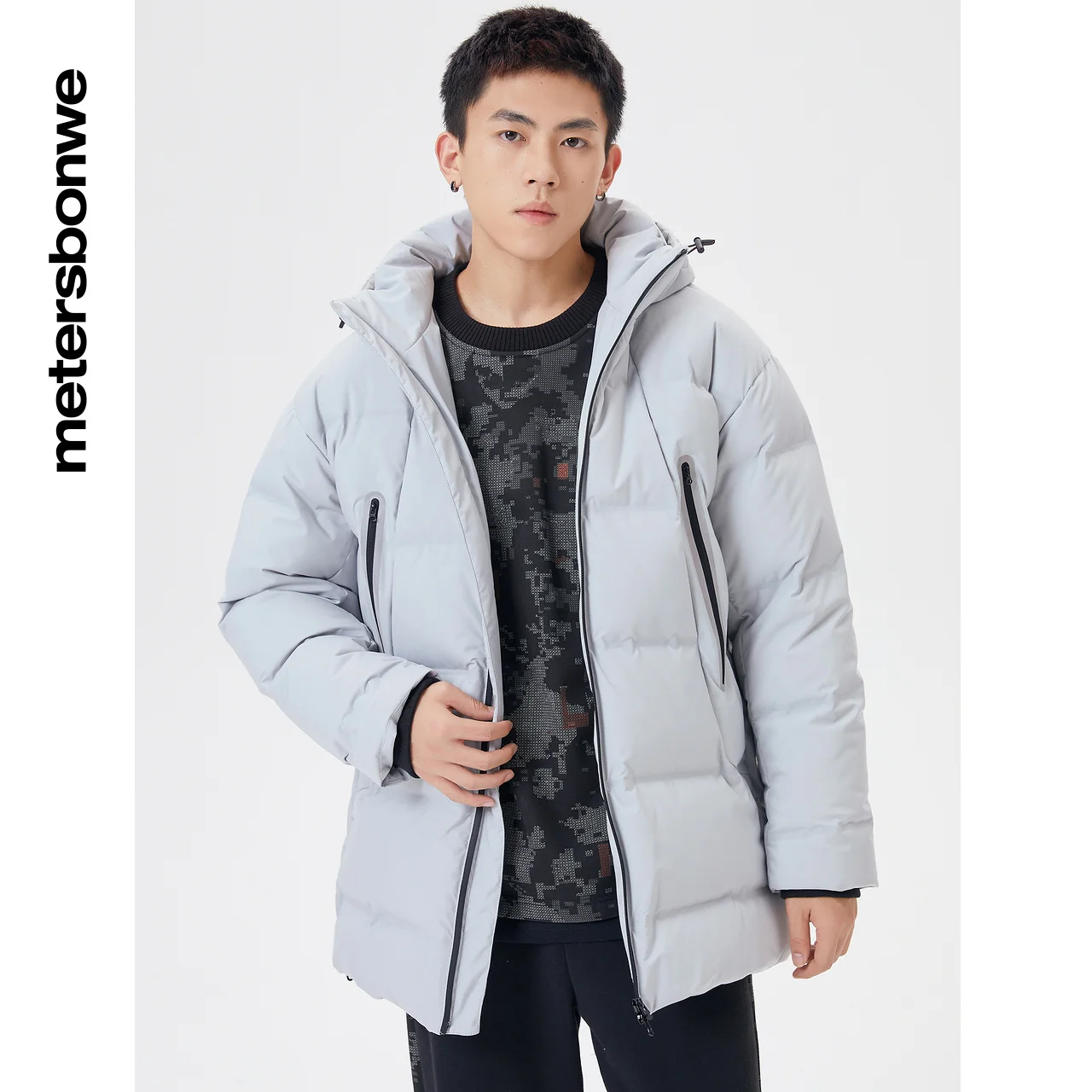Metersbonwe Hooded Down Jacket Men Winter Warm Coat Anti-snow Parker Medium Long Down Coat Male Outerwear Brand Clothing
