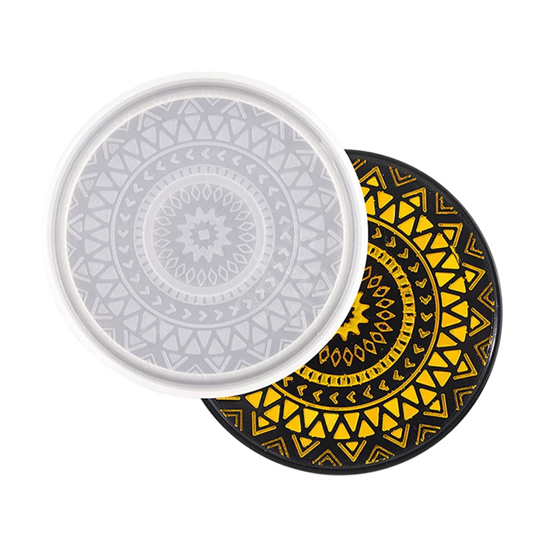 

Силиконовая форма из смолы, форма под горку с узором мандалы, форма под горку «сделай сам», поднос под эпоксидную смолу для ювелирных издели...