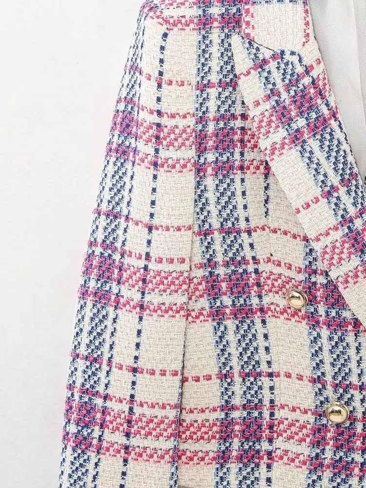 Jenny&Dave 2023 Spring Plaid Blazers Fashion Casual Texture Short Jacket Women Tops