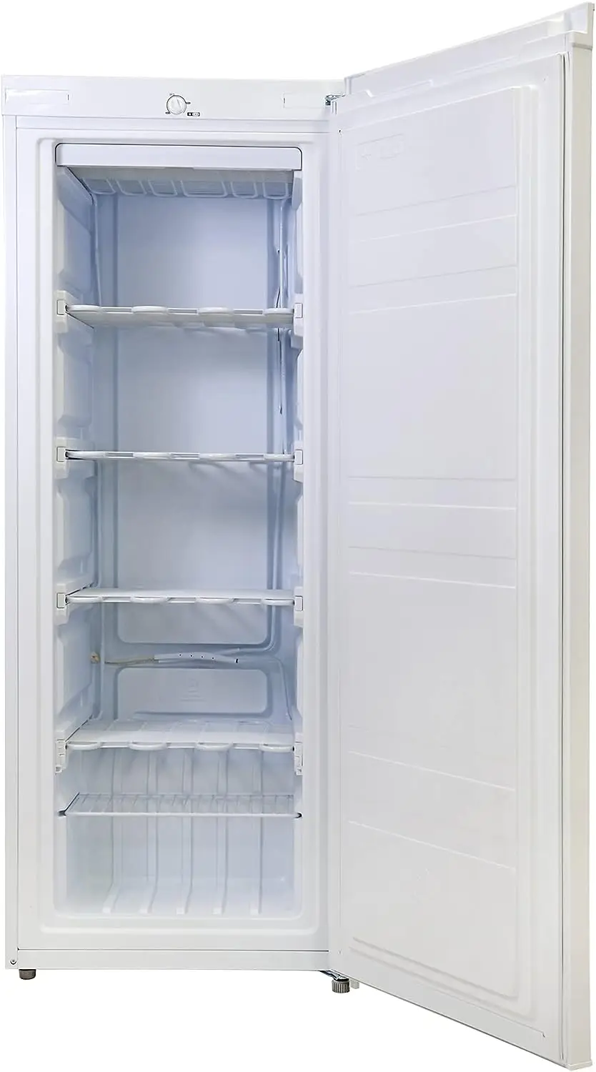 

Upright Freezer, 5.3 cu ft (150L), White, Manual Defrost Design, Space-Saving Flat Back, Reversible Door, for Home, Apartment, C