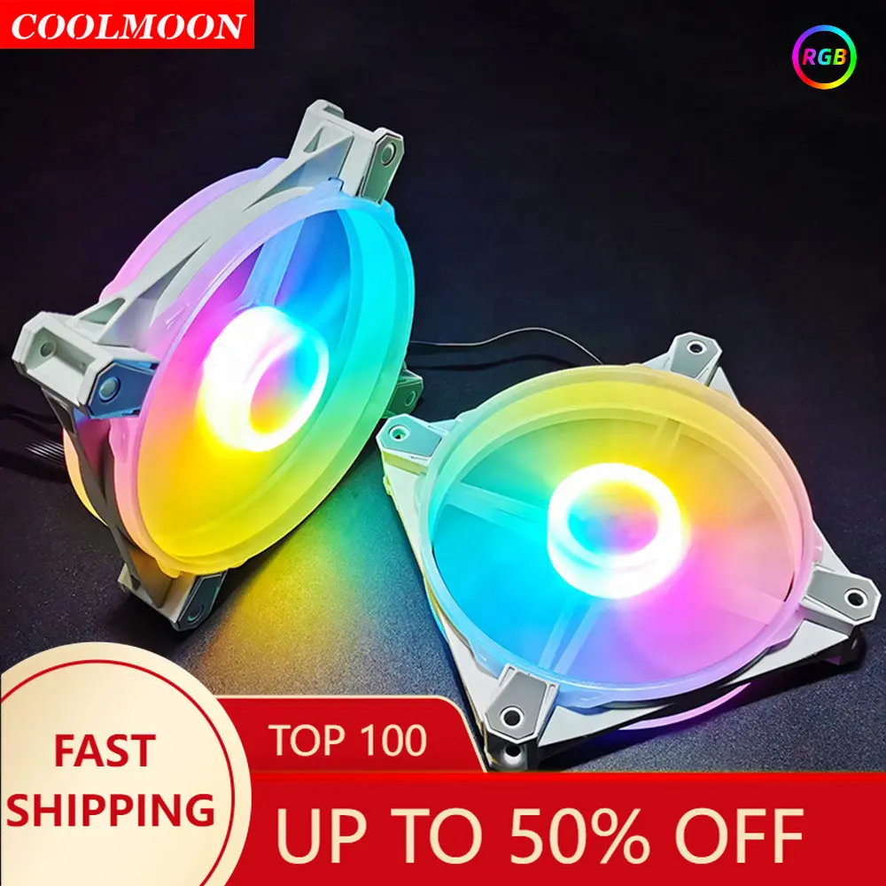 

Кулер Coolmoon с 6 контактами, RGB-светодиодами, 120 мм