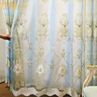 Новые высококачественные оконные шторы в европейском стиле с синим градиентом и вышивкой, оконные шторы для гостиной, спальни, готовые на заказ