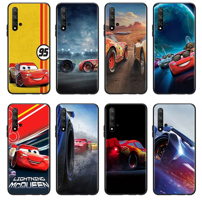 Cars Lightning McQueen Phone Case For Huawei Honor 60 50 X30 30i 20 10 10i 10X 9X 9S 9C 9 8X 8A lite Pro Black luxury Silicone