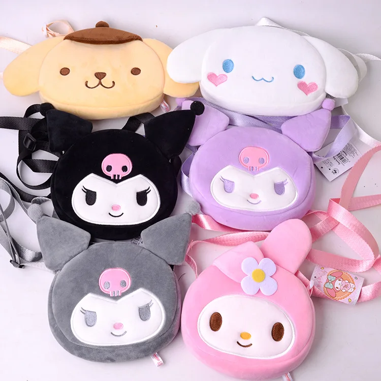 

Sanrio Милая коричная плюшевая сумка Kuromi кошелек Мелодия Детская сумка-мессенджер для девочек косметичка для хранения кавайный подарок на ден...
