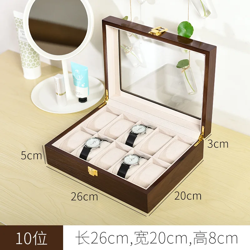 6/10/12Grids Solid Wood Jewelry Organizer Box Watch Holder Storage Case Watch Display Box for Man Women Hombre