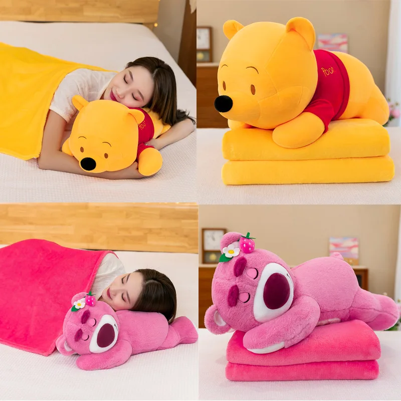 

Kawaii Winnie Stitch Two-in-one Cartoon Pillow And Quilt Dual-use Nap Blanket Sofa Pillow Cushion Office Air Conditioner