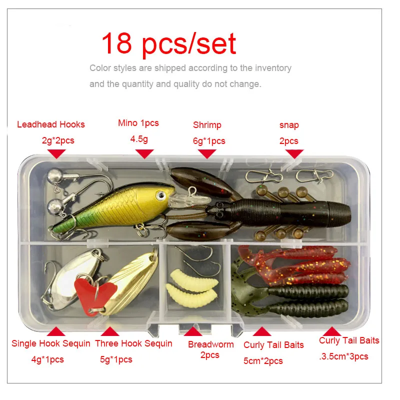 

Fine Fishing Lures kit Set Hard Artificial Wobblers Metal Bait Hook Soft Lure Fishing Silicone Bait Fishing Tackle Accessories