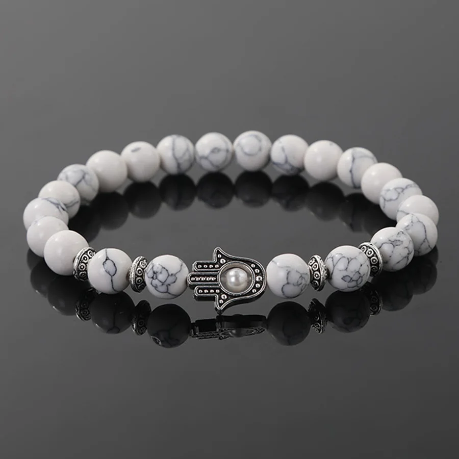 

Handmade Natural Stone Beaded Bracelets for Women Men Fashion Simple Hand Cross Stone Beads Elastic Bracelet Lucky Party Jewelry