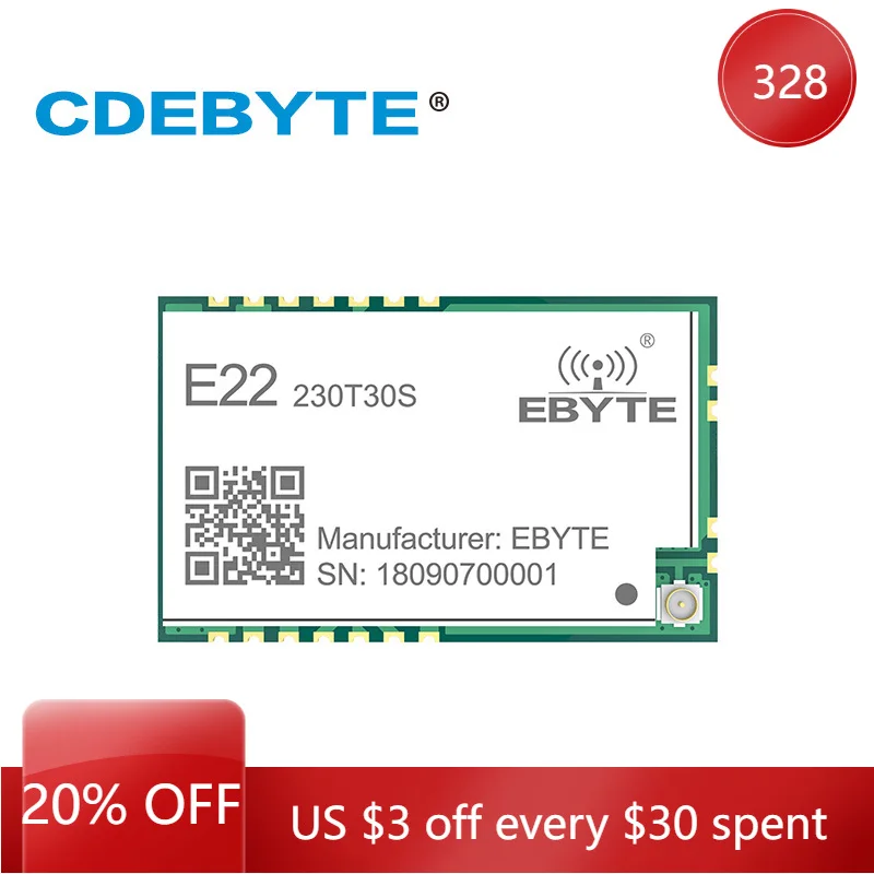 SX1262 LoRa 230 МГц 30 дБм CDEBYTE E22-230T30S-V2.0 SMD беспроводной трансивер дальнего действия передатчик приемник IPEX Печать отверстие