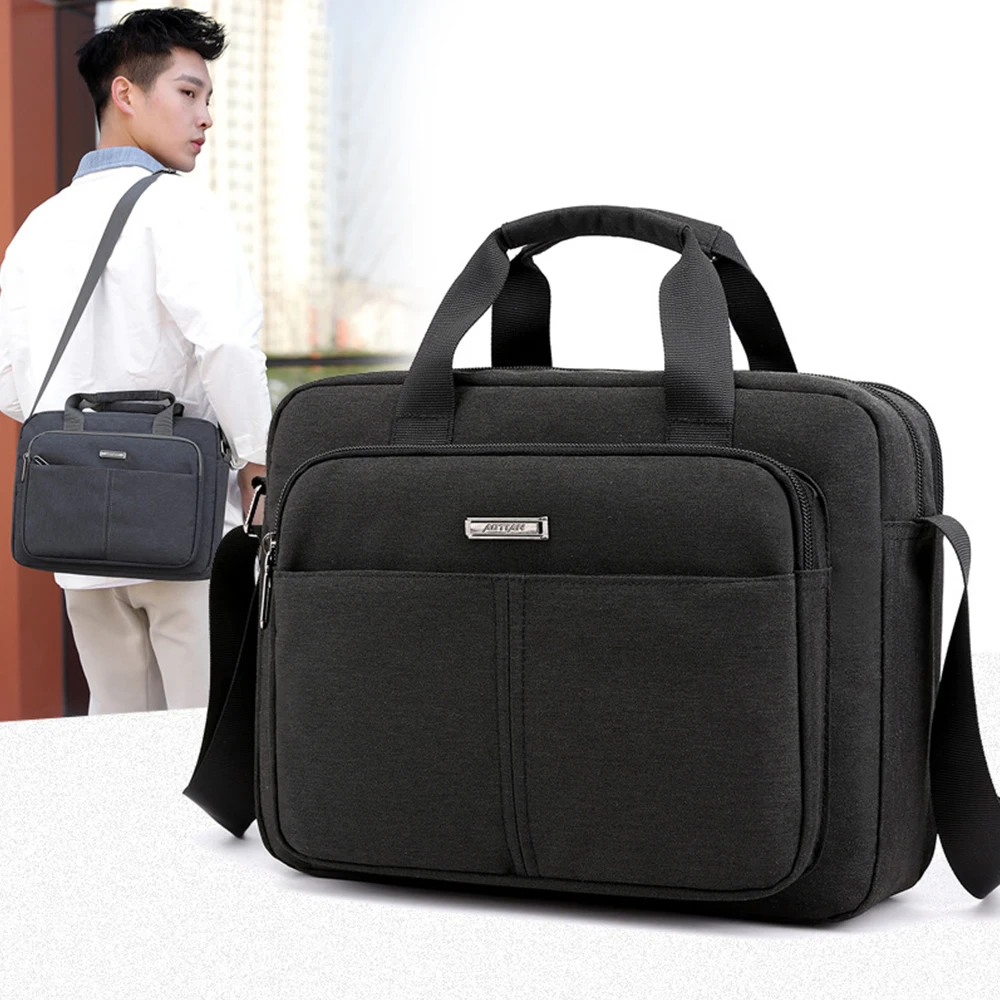 Men Business Briefcase Messenger Bag Fashion Retro Shoulder Hand Bag Nylon Crossbody Waterproof Bags Black Working Bag XA756ZC