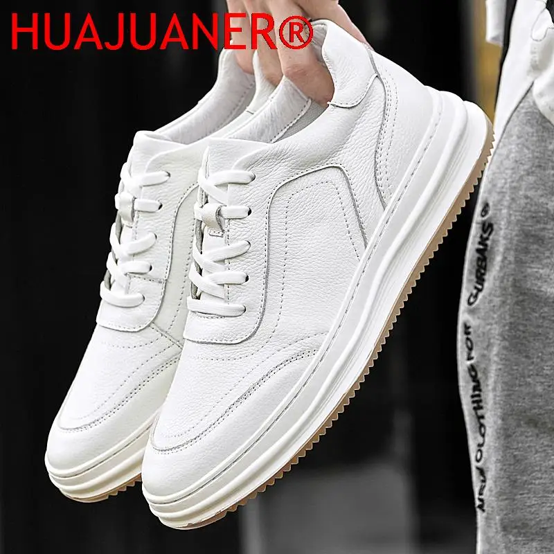 

2022 Mens Casual Shoes Genuine Leather Lace-up Classic Sports White Sneakers Fashion Casual Man Basic All-match Comfy Men Shoes