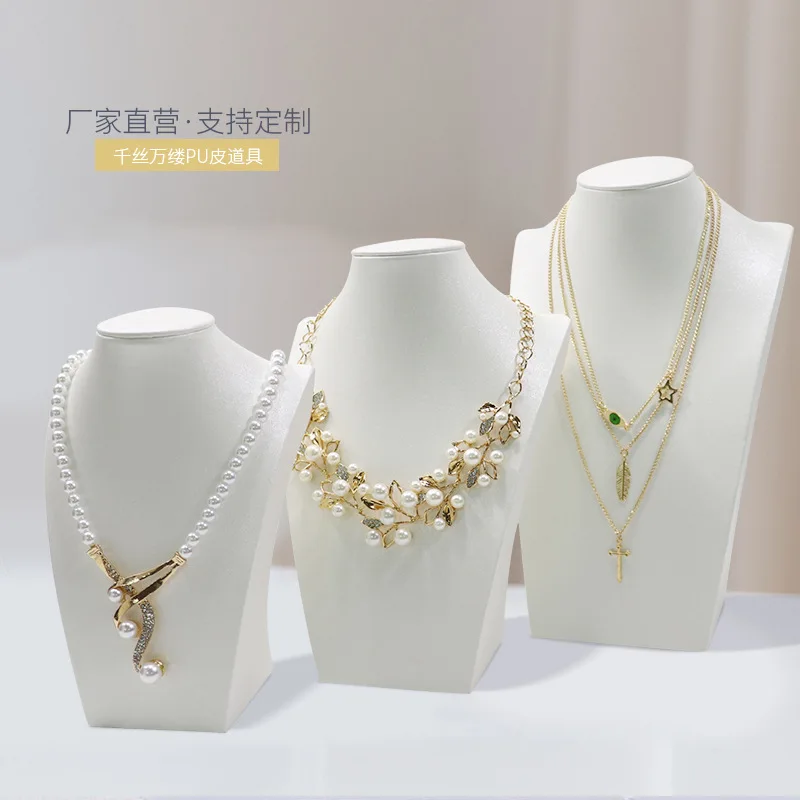 Leather Necklace Display,Jewelry Necklace Bust Display Stand for Bracelets,Earrings,Rings