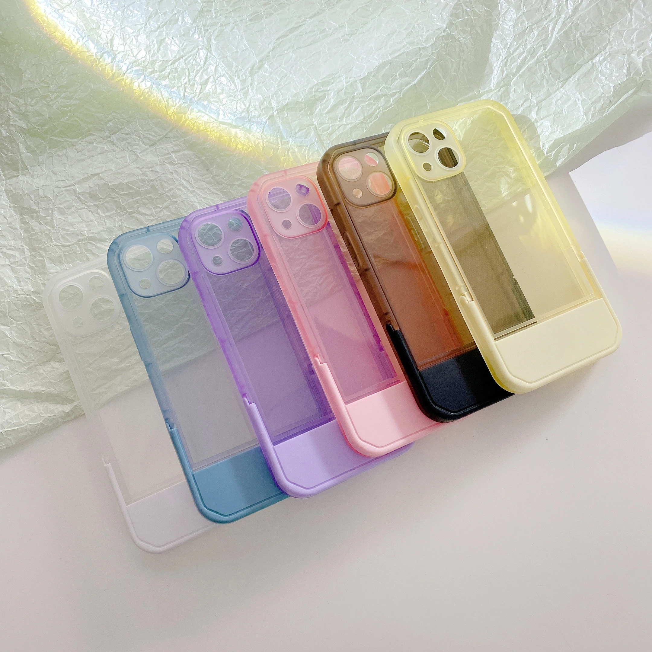 Solid Chair Holder Stand Transparent Silicone Case For iPhone 13 12 Pro Max Clear Soft Bumper Cover iPhone 11 7 8 Plus X XS X
