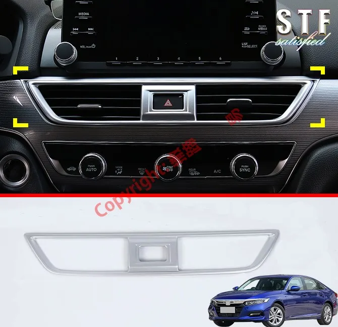 

ABS Pearl Chrome Interior Center Air-Condition Vent Outlet Cover Trim For Honda Accord MK10 2018 2019 Car Accessories Stickers