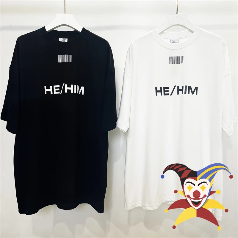 

Oversized Vetements Barcode Letter Printing T Shirt Men Women Heavy Fabric Summer Style T-shirt Tops VTM