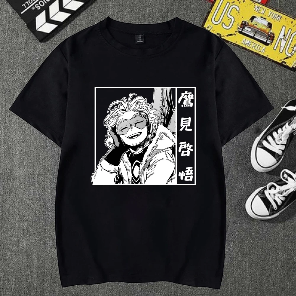 

Anime My Hero Academia Hawks Printed Oversized Men T Shirt Hip-Hop O-Neck Summer Japanese Causal Cotton T Shirt Unisex T Shirt