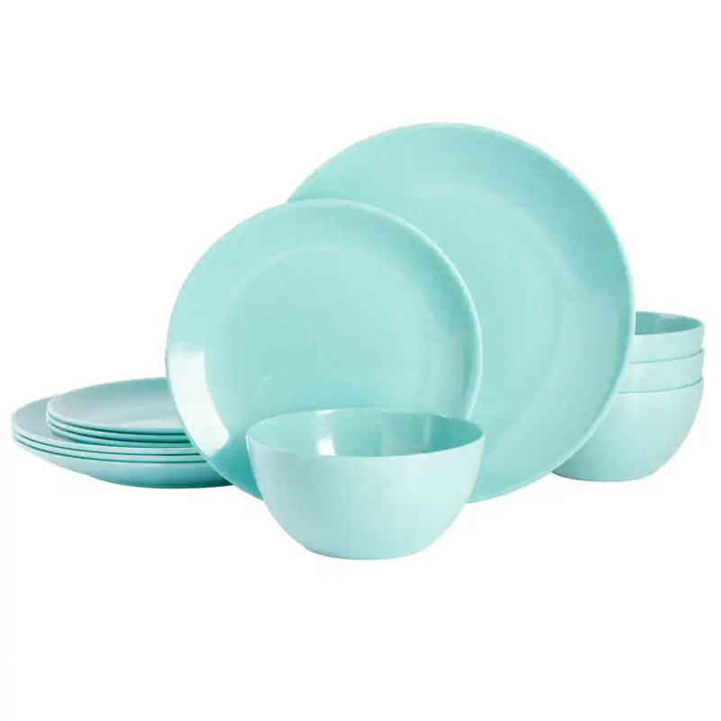

Eatonville 12-Piece Martha Blue Melamine Dinnerware Set