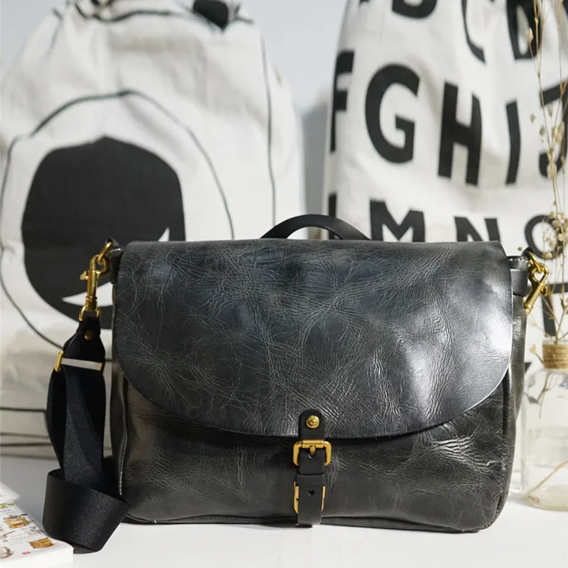 

Luxury genuine leather ladies large shoulder bag designer outdoor handmade work real cowhide women black shoulder messenger bag