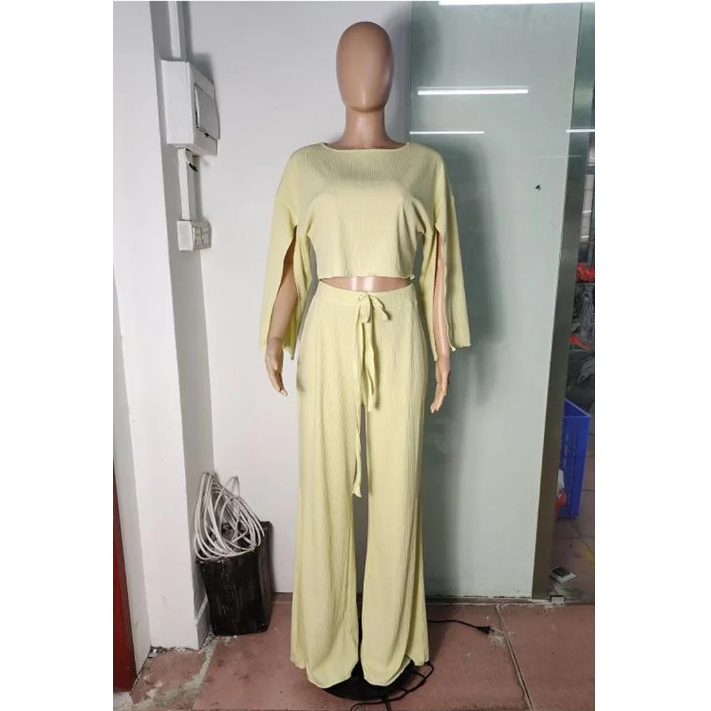 Plus Size New Women Clothing Two Piece Set Casual Slip Sleeve Ribbing Super Stretch Elegant Pants Sets Wholes 3xl 4xl 5xl 6xl