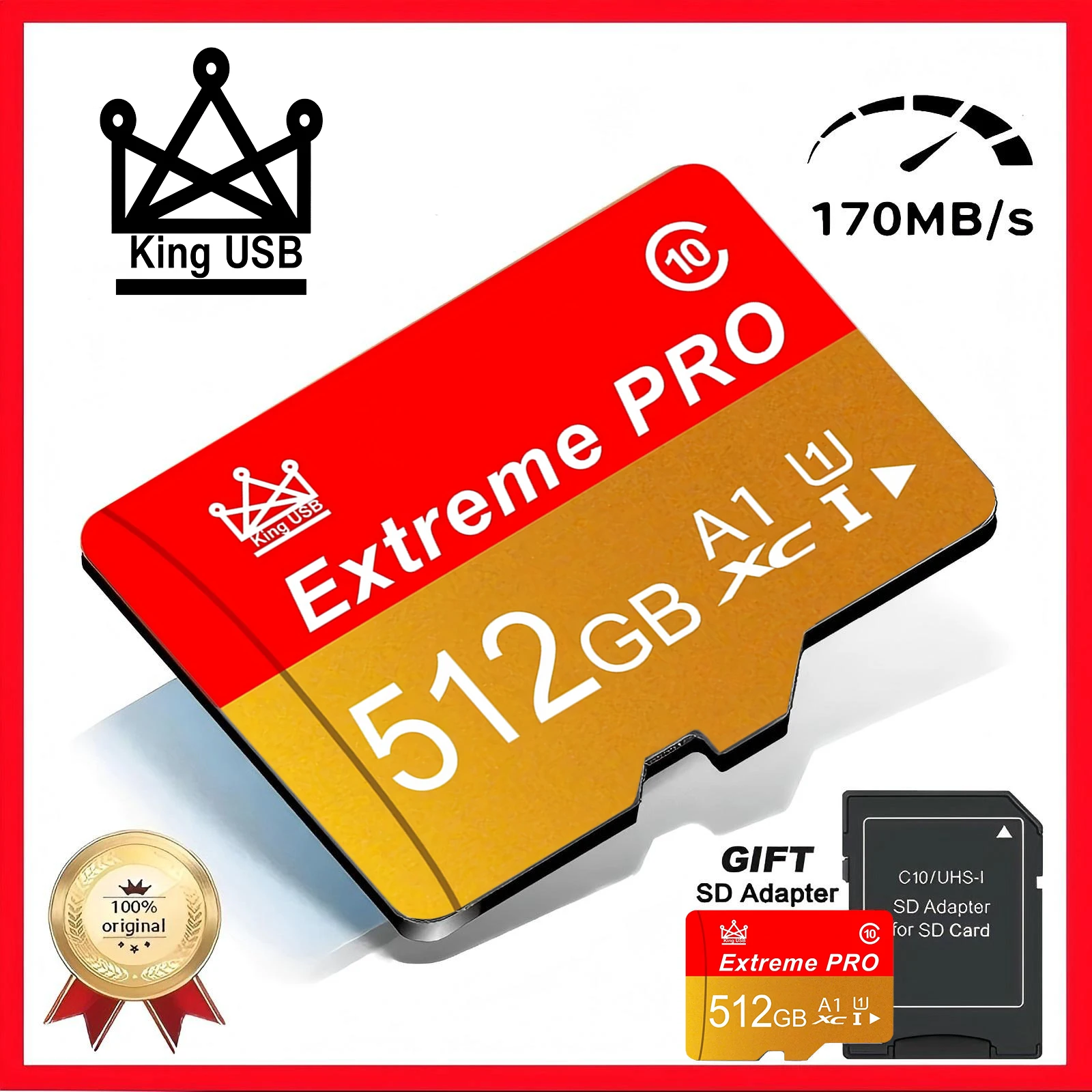 Фото Карта памяти Micro TF/TF 512 ГБ 256 ГБ 128 ГБ 64 ГБ 32 ГБ класса A2-10 для Xiaomi PC - флеш-память Microsd - дропшиппинг №1