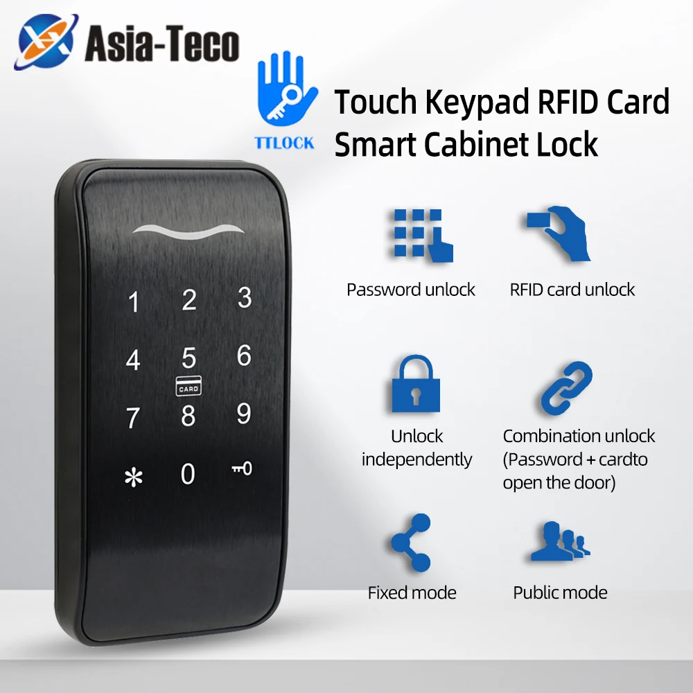 TTLOCK APP Keyless Touch Access Control Keypad Password RFID Card Key Metal Digital Sauna  Electronic Lock For Cabinet Lockers